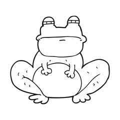black and white cartoon frog