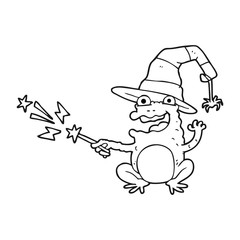 Fototapeta premium black and white cartoon toad casting spell