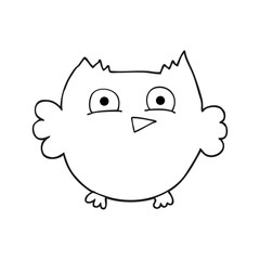 black and white cartoon little owl