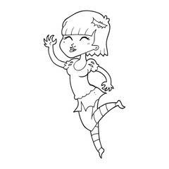 black and white cartoon vampire girl