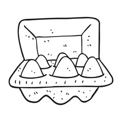 black and white cartoon eggs in box