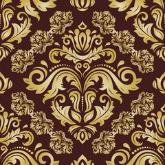 Seamless oriental golden ornament in the style of baroque. Traditional classic vector pattern