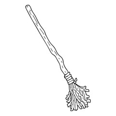 black and white cartoon witch's broom