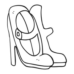 black and white cartoon high heeled shoes