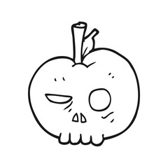black and white cartoon poison apple