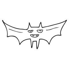 black and white cartoon halloween bat