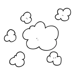 Foto auf Glas black and white cartoon steam clouds © lineartestpilot