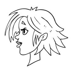 black and white cartoon happy female face