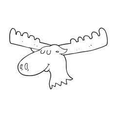 black and white cartoon moose