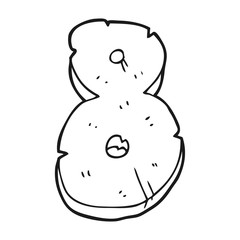 black and white cartoon stone number eight