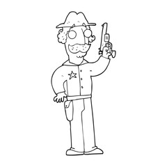 black and white cartoon sheriff