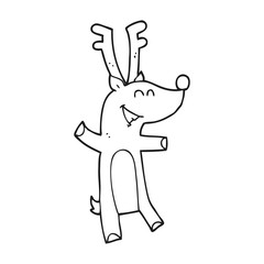 black and white cartoon reindeer