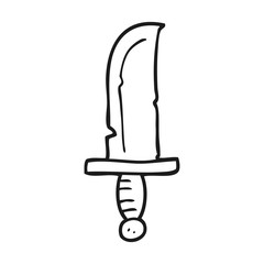 black and white cartoon knife