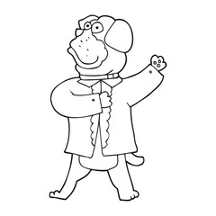 black and white cartoon dog in shirt