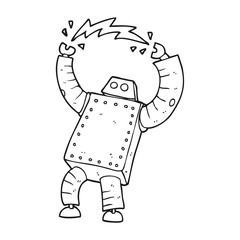 black and white cartoon robot