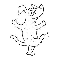 black and white cartoon dancing dog