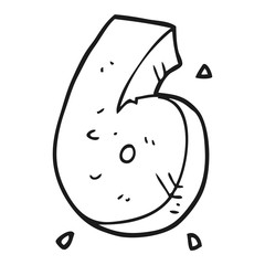 black and white cartoon stone number six