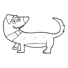 black and white cartoon dog
