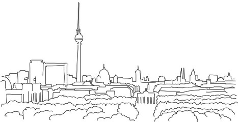 Obraz premium On the roofs of Berlin scribble outline