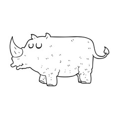 black and white cartoon rhino
