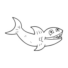 Obraz premium black and white cartoon shark