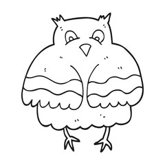black and white cartoon owl