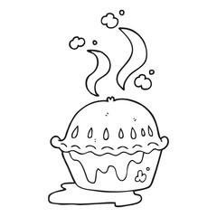 black and white cartoon hot pie
