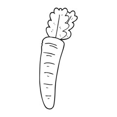 black and white cartoon carrot