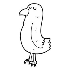 black and white cartoon parrot