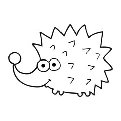 black and white cartoon hedgehog