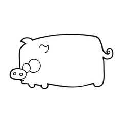 black and white cartoon pig