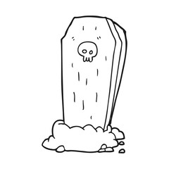 black and white cartoon spooky coffin