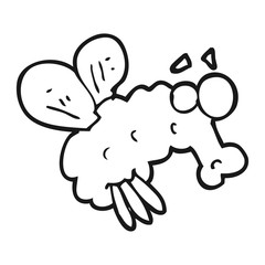 black and white cartoon fly