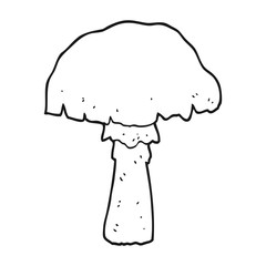 black and white cartoon mushroom