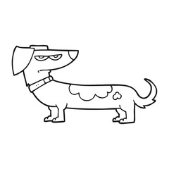 black and white cartoon annoyed dog