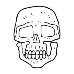 black and white cartoon skull