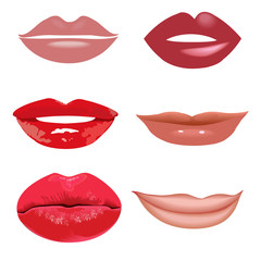 варианты разных губ на белом фоне