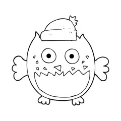 black and white cartoon owl