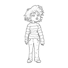 black and white cartoon chilled out girl