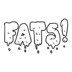 black and white cartoon fats word text