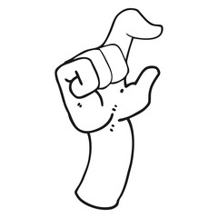 black and white cartoon hand making smallness gesture
