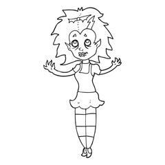 black and white cartoon vampire girl