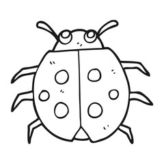 black and white cartoon ladybug