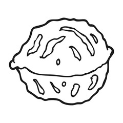 black and white cartoon walnut in shell