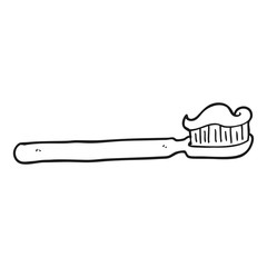black and white cartoon toothbrush