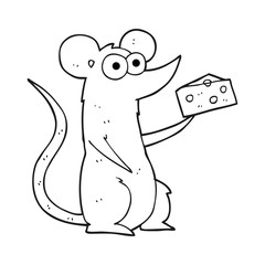 black and white cartoon mouse with cheese