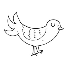 black and white cartoon bird