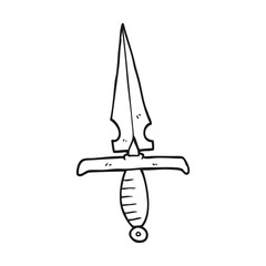 black and white cartoon dagger