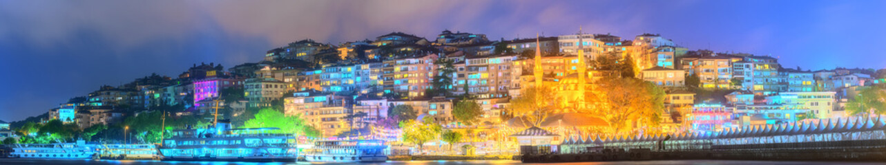 Fototapeta na wymiar Panorama of Istanbul and Bosporus at night