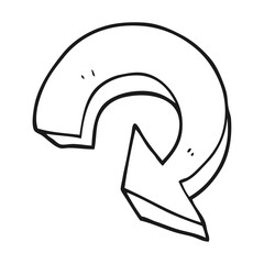 black and white cartoon recycling arrow
